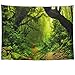Leofanger Misty Forest Tapestry Nature Green Tree Wall Tapestry Virgin Rainforest Landscape Wall Hanging for Bedroom Living Room (51.2