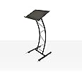 Kingdom KML8CB All Metal-Constructed Curved Lectern with “H” Style Base, Stand up Church Pulpit, Slanted Lectern, Conference Podium for Speakers, Speeches, Other Occasions, Powder Coat Finish Black