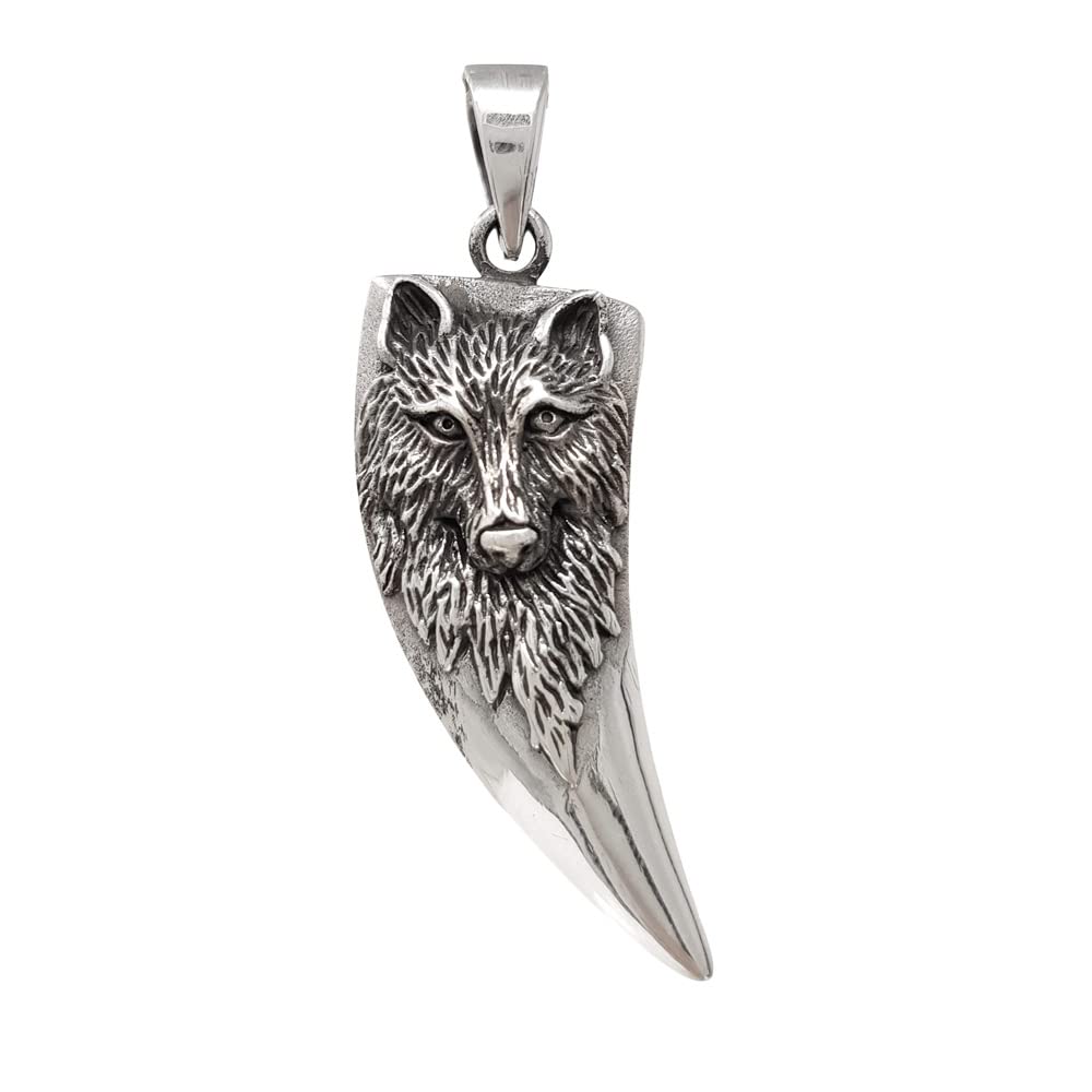 Treasure Bay Men's 925 Sterling Silver Wolf Pendant