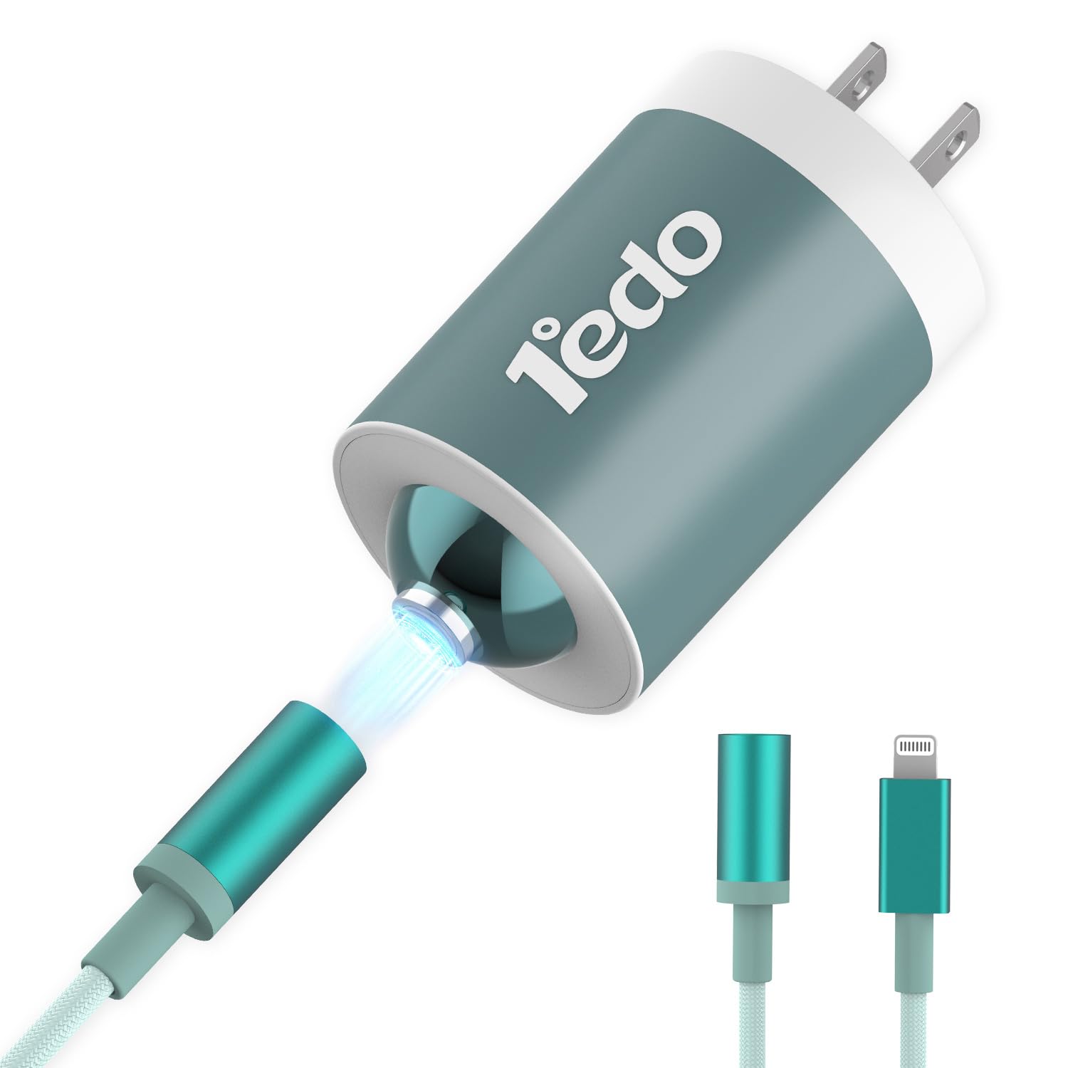 Charger Fast Charging for iPhone, 1°edo 20W Magnetic Fast Charger Block with 3FT Cable Innovative Magnetic to Lightning Cable for iPhone 14/13/12/11/Xs Max/XR/X (Blue)