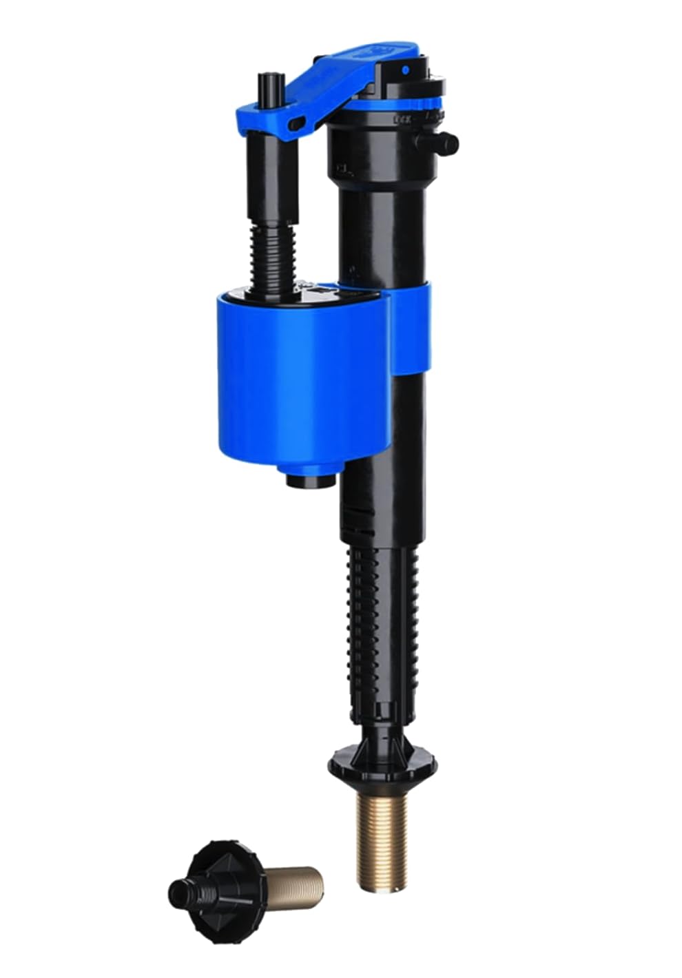 PlumbEZ Adjustable Toilet Fill Valve with Universal Threads 3/8" and 1/2", Universal Bottom Entry and Side Entry Toilet Inlet Valve with Brass Tail