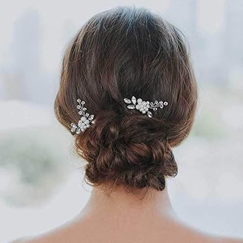 Amazon Com Jovono Bride Wedding Silver Hair Pins Pearl Hair