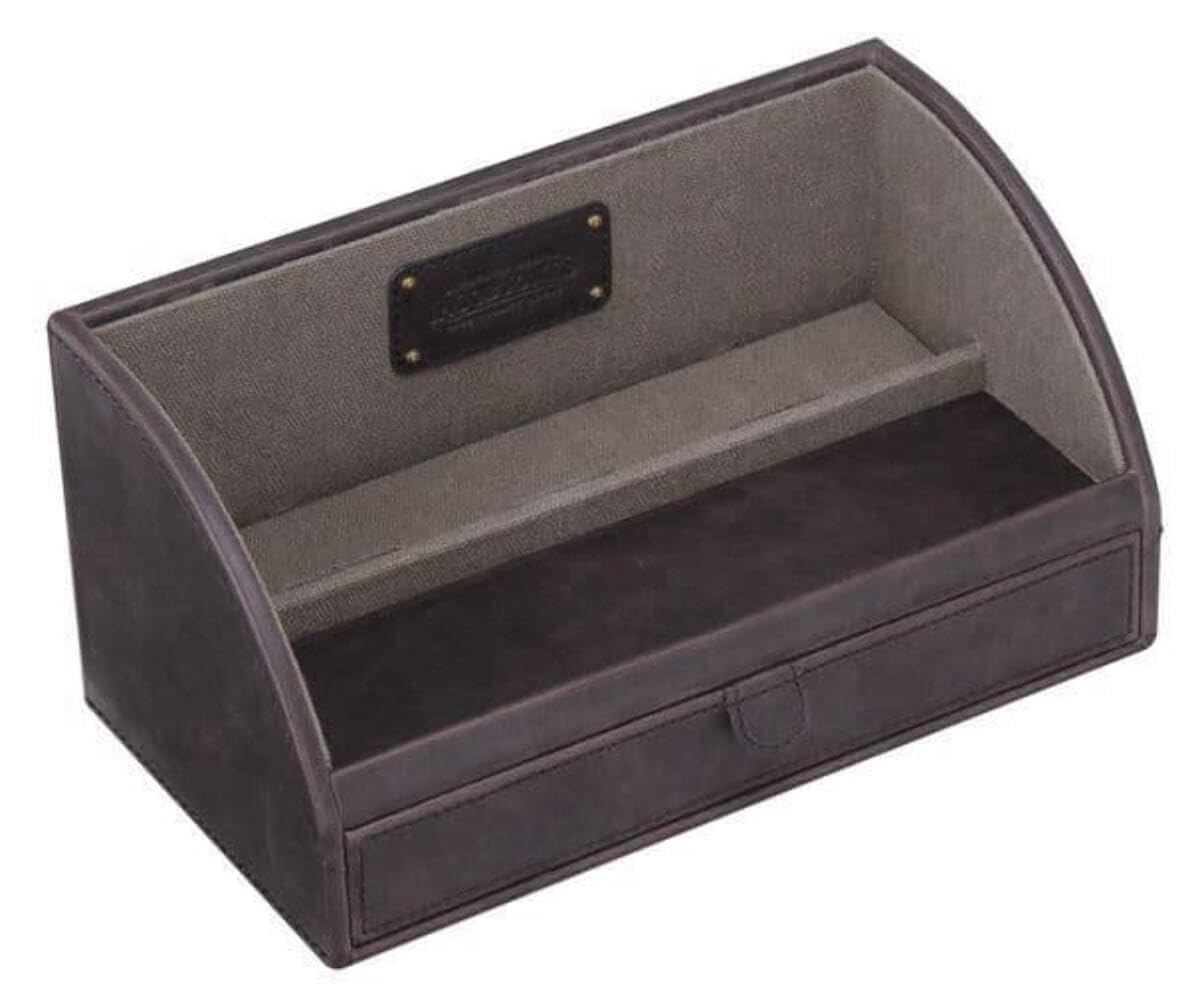 JACOB JONES Brown Charging Valet with Khaki Canvas Lining