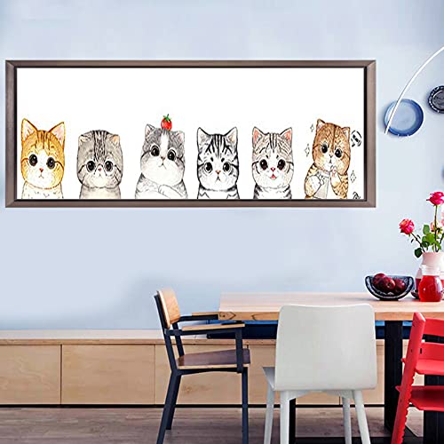 DIY 5D Diamond Painting Kits for Adults Kids Beginners, Large Diamond Painting Full Drill Round Diamond Dots Cats, Diamond Art Kits for Adults Home Wall Decor (31.5x11.8inch)