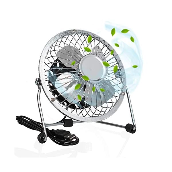 Invero® Mini USB 4-Inch Tilting Desktop Cooling Fan with Metal Shell and Aluminium Blades ideal for Home, Office…