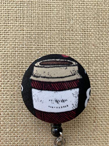 Coffee Lovers Nurse Retractable ID Badge Holder - Badge Reel Clip - Your Choice - Thumbnail 3