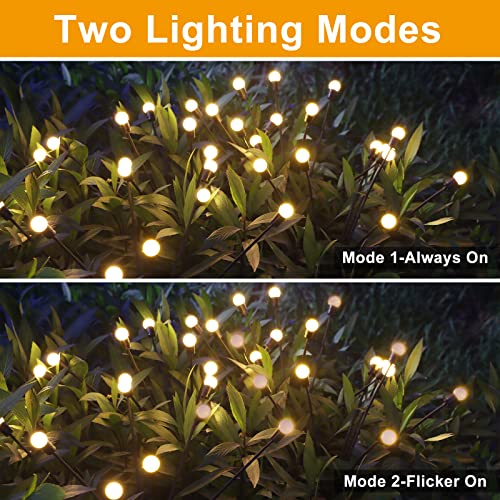 RICEEL 4 Pack Firefly Lights Solar Outdoor, Solar Garden Lights Upgraded 32 LED Solar Powered Firefly Lights Landscape Lights Sway by Wind Solar Lights Outdoor Waterproof for Pathway Yard Decor