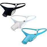 Gogobear Mens Elephant Nose Underwear Hollow Out Thin Double Strap G-String Thongs Brief