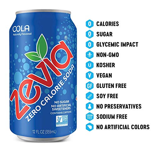 Zevia Soda Zero Calorie Sugar Free (12 pack) Cola, Orange, & Grape
