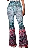 HOTAPEI Women's Sexy Tie Dye Printed Flare Bell Bottom Palazzo Pants