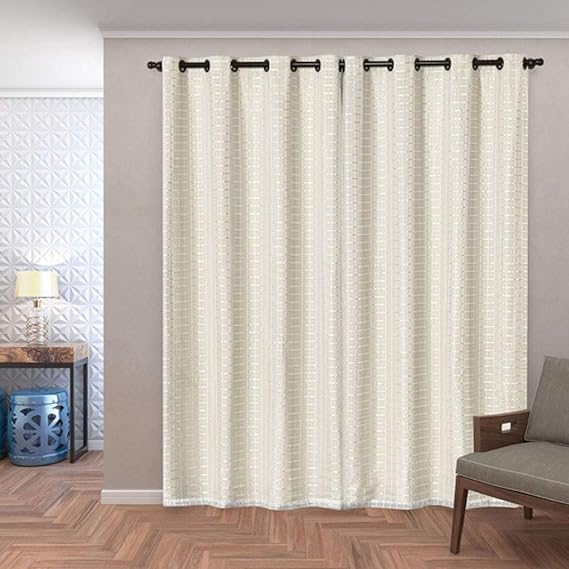 Cortina Blackout PVC com Tecido Voil Xadrez 2,80 m x 2,30 m Bege