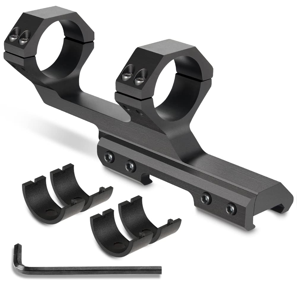 BILLION DUO Dual Ring Scope Mount Cantilever Mount, 30mm / 25.4mm 1" Scope Ring Flashlight Mount Base for 20mm Rail (Model- L3212)