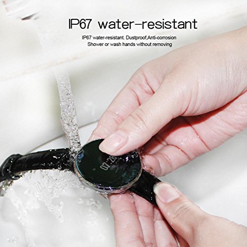 L@YC Round Touch Screen Smart Heart Blood Pressure Blood Oxygen Monitoring Sports Reminds Bluetooth Bracelet Activity Tracker, Silver Grey - Thumbnail 6