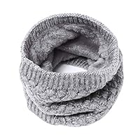 Winter Infinity Scarf for Women Double-Layer Neck Warmer Knit Soft Fleece Lined Scarves Gray