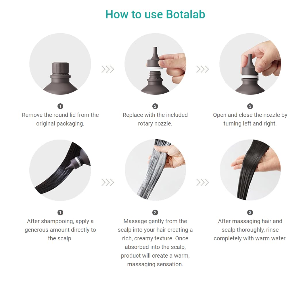Botalab Hair Growth Pack Korean Kbeauty Hair Care Set: 3 Items, Deserticola Shampoo, Water Treatment, Hair Oil Serum