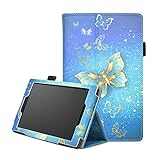 Fire HD 8 inch Case,Fire HD 8 Leather Case 6th Gen -PU Leather Slim-Fit Trifold Protective Skin Folio Case Stand Cover for Kindle Fire HD 8 Tablet,Gold butterfly