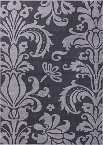 Well Woven Electro Rosetta Grey Modern Damaskarea Rug 710 X 910