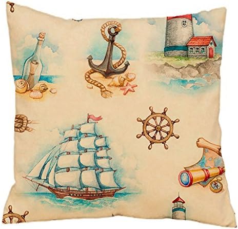 Nautical Watercolor Throw Pillow Case 24"x 24"