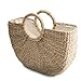 Natural Chic Hand Woven Round Handle Handbags Water Hyacinth Handmade Summer Bag