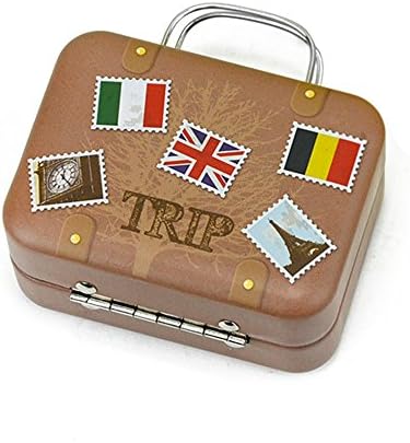 Baidercor 3" X 1" X 2" Portable Tin Candy Favor Box Trip Suitcase Shape 6 Pcs