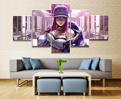 WINPRINT Home Decor Modular Canvas Picture 5 Piece Akali K/DA League of Legends Game Painting Poster Wall For Home Canvas Wholesale,No Frame,20X35 20X45 20X55cm