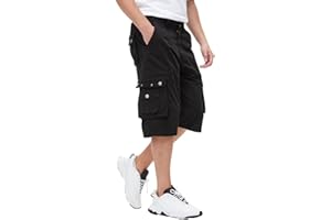 BEST SOUTH Men's Capri Long Twill Cargo Shorts Below Knee 13 Inches Cotton Relaxed Fit Casual Multi-Pocket