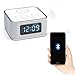 Homtime Alarm Clock with Radio - Wireless Charger Bluetooth Speaker and Dimmable USB Charging Port Hands-Free for Bedroom Office Home Hotel White