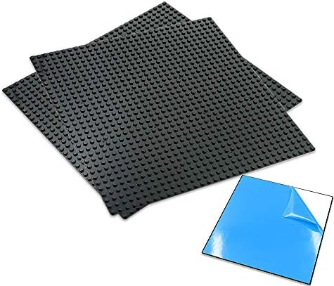 Upgrade Self Adhesive Baseplates - 10" X 10" or 32 X 32 Studs (2 Pack) Peel and Stick Building Blocks Base Plates - Compatible with All Major Brick Sets - by Nicolababe (10" x 10", 2 Pack, Black)
