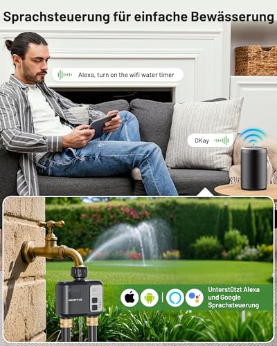Irrigation Computer WLAN 2 Outputs: Easy Garden Watering with App & Language, 5 Individual Irrigation Plans, Smart Water Control for Lawn Sprinkler & Automatic Garden Irrigation System