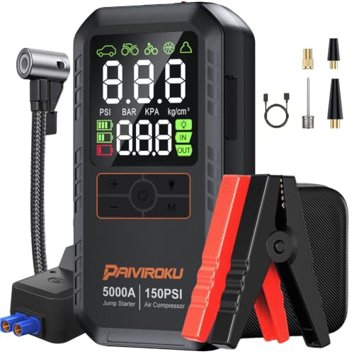 5000A Car Battery Jump Starter with Air Compressor,Car Battery Jumper Starter Portable
