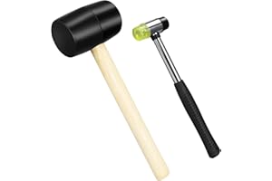 DKOVN 2pcs Mallet Set, 16oz & 25mm Double-Faced Soft Rubber Mallet, for Flooring, Woodworking, Furniture Repair
