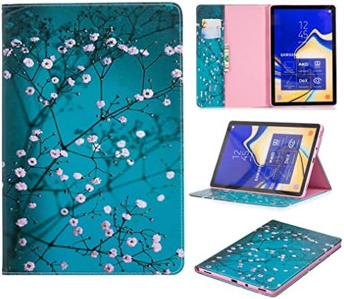Samsung Galaxy Tab S4 10.5 Case, iYCK Premium PU Leather Flip Folio Protective Wallet Case Cover for Galaxy Tab S4 10.5inch (SM-T830/SM-T835) 2018 Release Tablet with Kickstand Stand - Plum Blossom