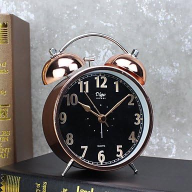 WWQY Alarm Clock with Matel Case Silent Movment Black Color Night Light