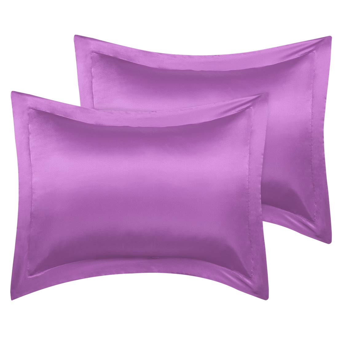 sourcing map Luxury Satin Oxford Pillowcases, Pair of 2 Purple Pillow Shams 12 x 16 Inch with Envelope Closure, Boudoir Size Pillow Cases Covers