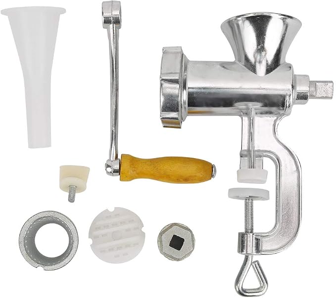 Hachoir à Viande Manuel Inox 3L/3.6L/4L – Poussoir à Saucisses Avec 4 Tubes, Machine à Saucisse Manivelle Ergonomique Alimentaire