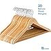 Zober Solid Wood Suit Hangers - 20 Pack - with Non Slip Bar and Precisely Cut Notches - 360 Degree Swivel Chrome Hook - Natural Finish Super Sturdy and Durable Wooden Hangers