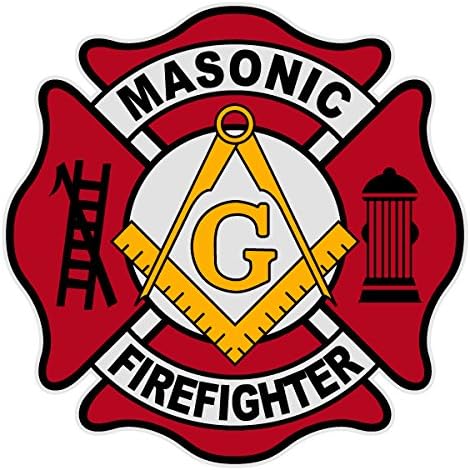 Masonic Firefighter Maltese Cross Reflective Decal Sticker - Package of 6