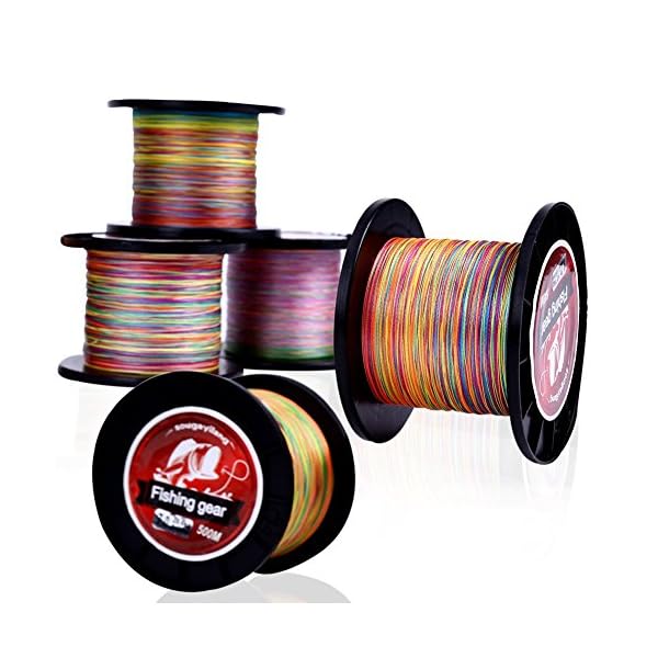 Sougayilang-500m547Yards-4-Strands-12lb-72lb-Multifilament-Pe-Superbraid-and-Braided-Fishing-Line-Grey-Yellow-Black-Green-Multicolor