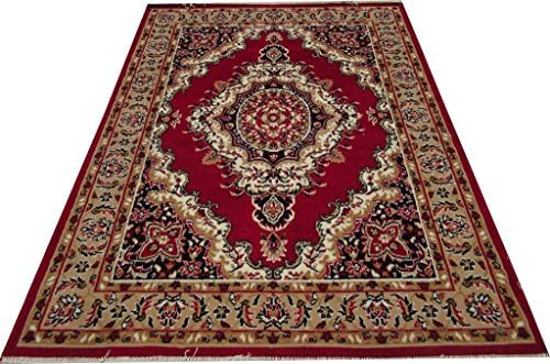 Moin Carpets Floral Traditional Carpet (Red, Acrylic, 5 X 7 Feet)