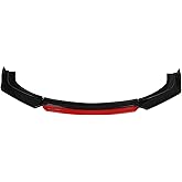 Thomletha Universal Car 4 Pieces 2 Layer Lip Glossy Black with Red Tongue Front Bumper Lip Spoiler Splitter Body Kit