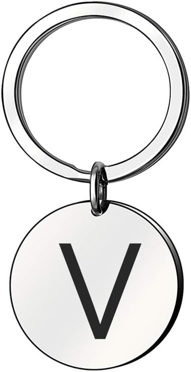 Personalized Inspirational Keychain Initial A-Z Engraved Name Key Chain Stainless Steel Keyring Women Men Gift