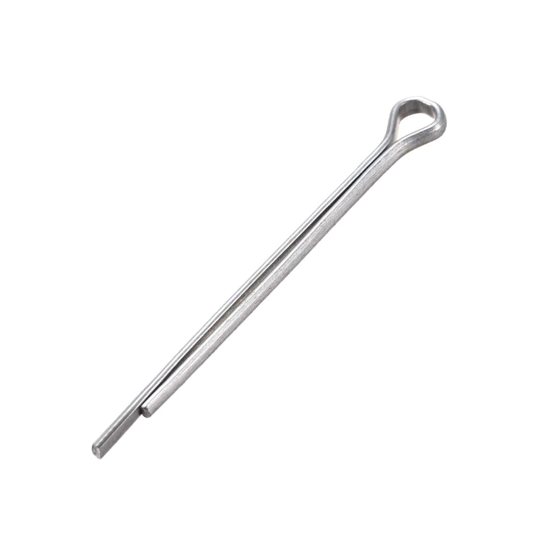 sourcing map Split Cotter Pin - 3/32 inch x 1 37/64 inch (2.5mm x 40mm) Carbon Steel 2-Prongs Silver Tone Fastener Clip Key 150Pcs