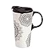 Cypress Home Ceramic Travel Cup, 17 ounce, Black and White