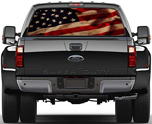 American Flag Vintage Rear Window Graphic Decal Sticker Car Truck SUV Van US 214, Large