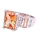 Psiroy 925 Sterling Silver Plated Emerald Cut Simulated Morganite Wide Band Engagement Ring Size 8