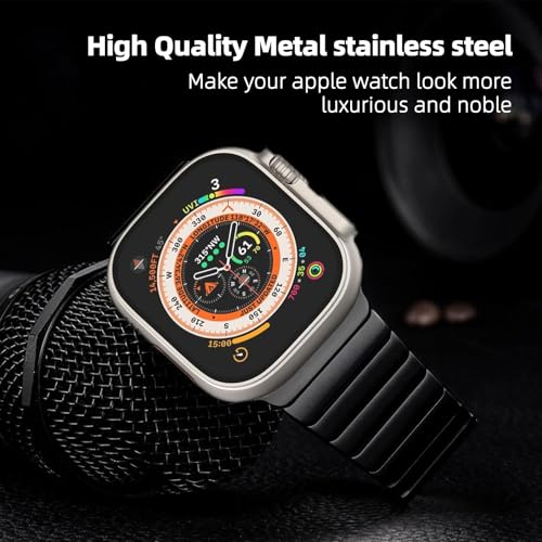 Metal Band for Apple Watch Ultra 3/2/1 49mm, Stainless Steel Replacement Strap for Apple Watch 49mm 46mm 45mm 44mm 42mm(Series 3 2 1), Series 11/10/9/8/7/6/5/4/3/2/1/1/SE