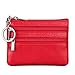Women's Genuine Leather Coin Purse Mini Pouch Change Wallet with Key Ring,red