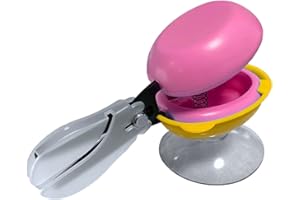 HARAC Table Top Scissors with Base Adaptable Scissors Spring Loaded, Safety Push Down Scissors for Special Needs, Ambidextrous Training Scissors, Made in JAPAN, Pink