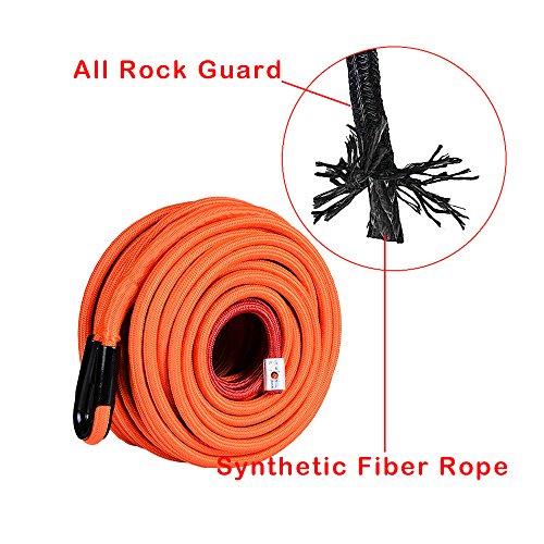 95ft x 3/8 Orange Synthetic Winch Rope Line Cable 22000LBs Heat Rock