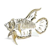 NaCraftTH Siamese Fighting Betta Fish Handmade Figurines Glass Blown Artwork Clear Gold Home Decorations Birthday Gifts (Betta Fish)